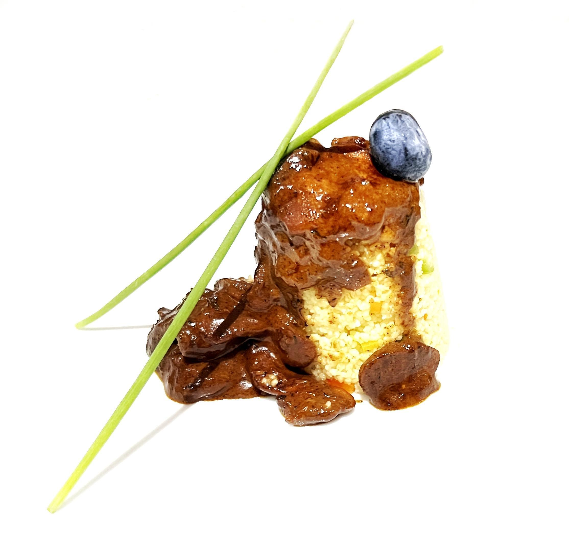 Plize in Pilzsauce an Couscous